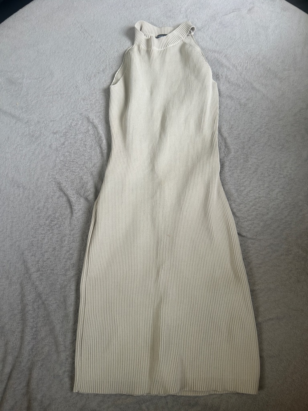Sleeveless Rib Knit Midi Dress in Cream - Women's